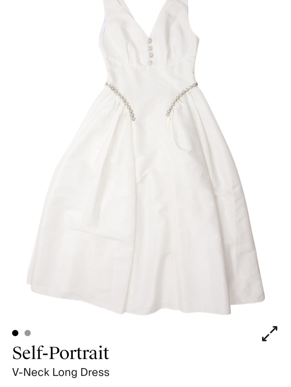 Self-Portrait White V-Neck Maxi Dress with jeweled waist